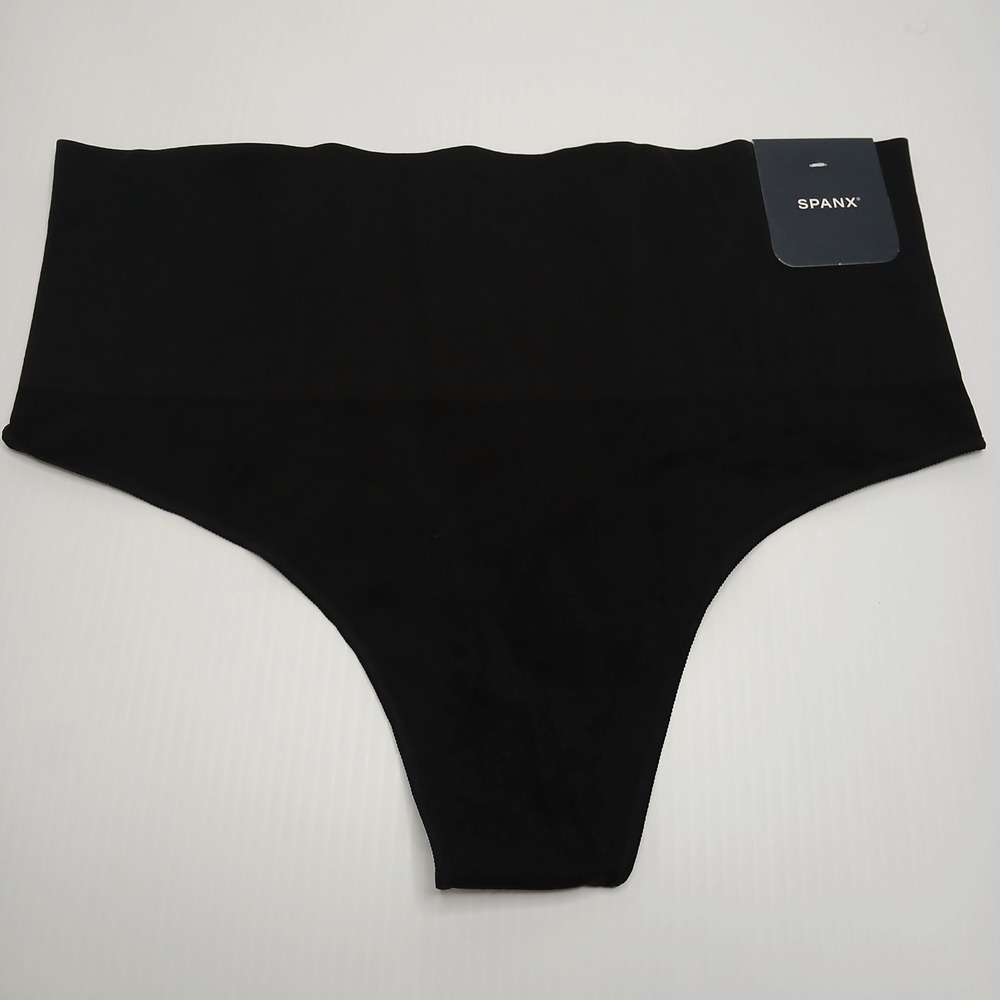 SPANX Black Seamless Thong Panty Underwear‎ XL Comfortable Shaping Waistband